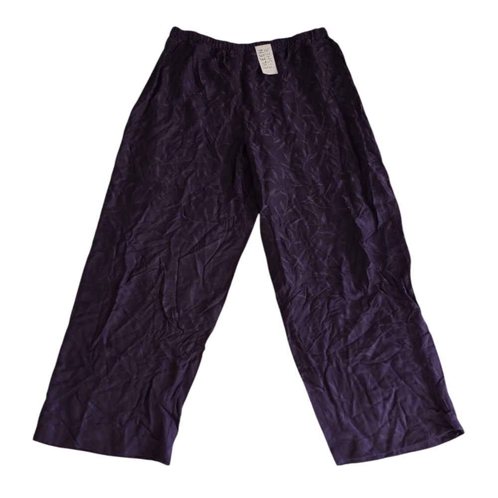 NWT Eileen Fisher Large Straight Leg Purple Haze Sueded Rayon Vine Pants